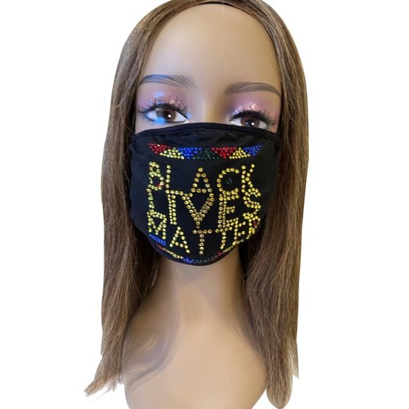 Black Lives Matter Bling Multicolor Face Mask - Picture 1 of 10